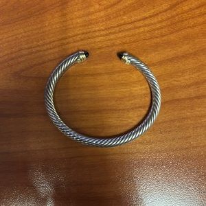 David Yurman Cable Cuff Bracelet Sterling Silver and 14K Gold with Black